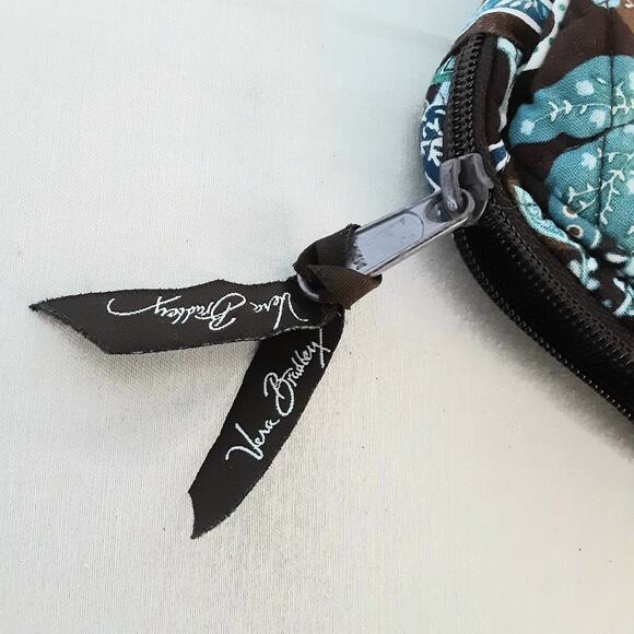 Vera Bradley Java Blue Wristlet One Inside Pocket Brown Turquoise Blue Print - Picture 6 of 6